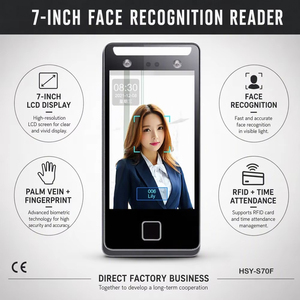 7 inch LCD Dynamic Face Recognition Access Control System Palmar Vein Fingerprint Time Attendance RFID Smart Biometric Reader